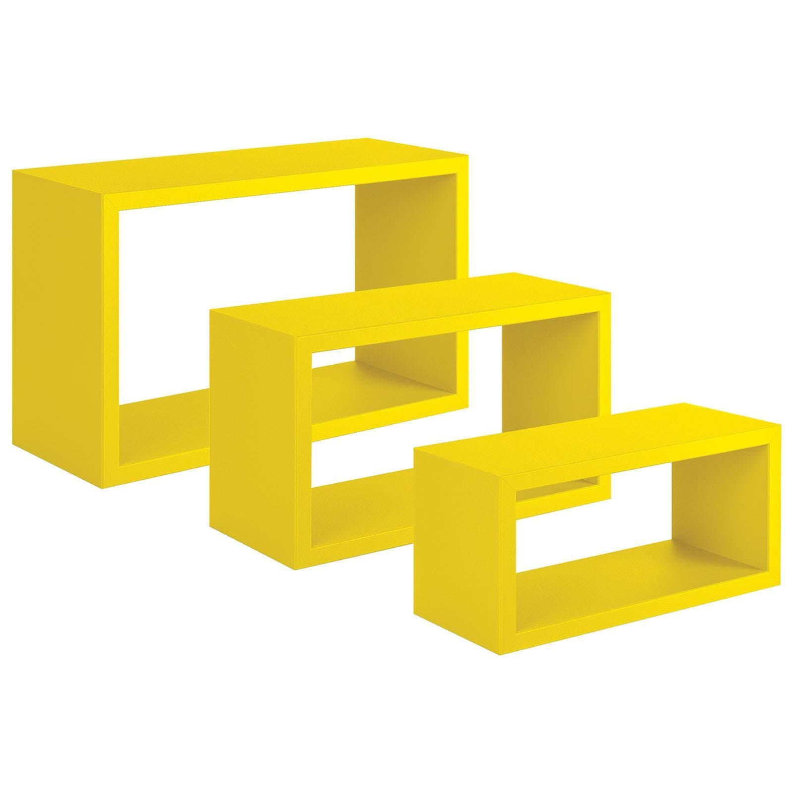 Set 3 cubi, mensole in legno "Trittico" da parete design moderno con fissaggio a scomparsa - 32