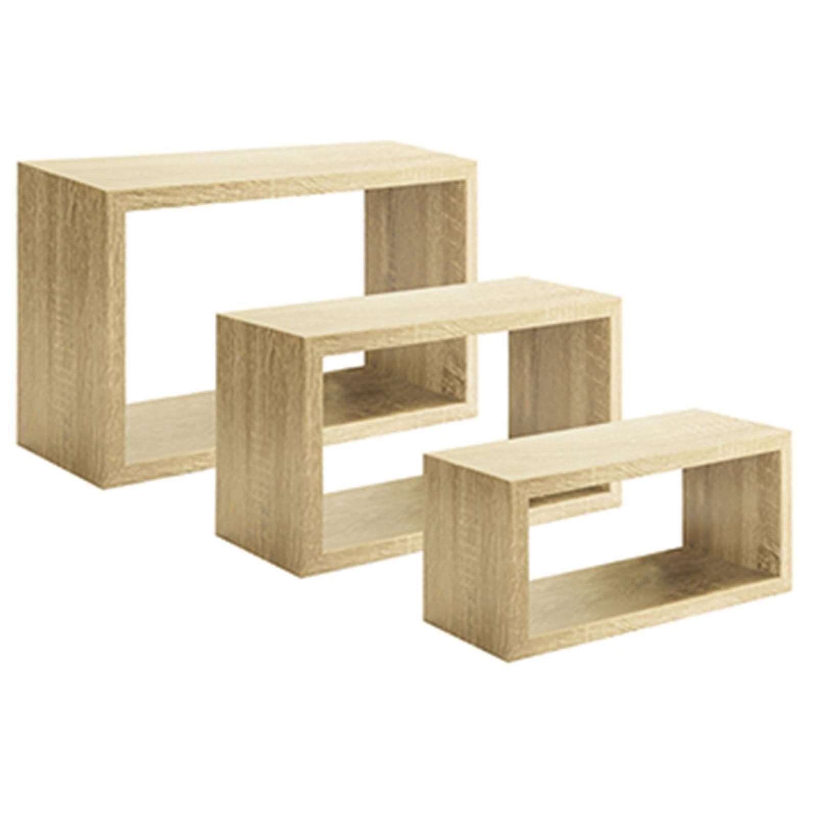 Set 3 cubi, mensole in legno "Trittico" da parete design moderno con fissaggio a scomparsa - 24