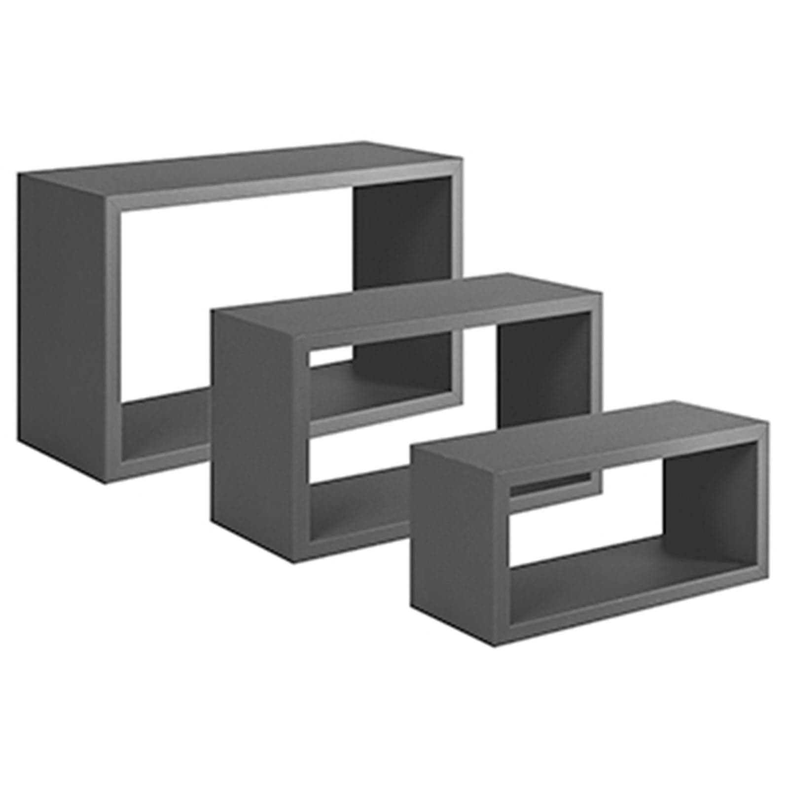 Set 3 cubi, mensole in legno "Trittico" da parete design moderno con fissaggio a scomparsa - 29