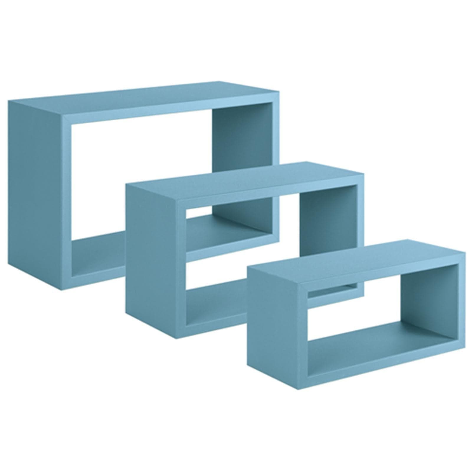 Set 3 cubi, mensole in legno "Trittico" da parete design moderno con fissaggio a scomparsa - 21