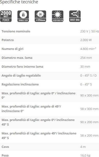 FF Group SCMS 254 PLUS troncatrice radiale 2000W con lama da 254mm - uso semi professionale in Troncatrici Aloiserw.com - Altomonte, commercioVirtuoso.it