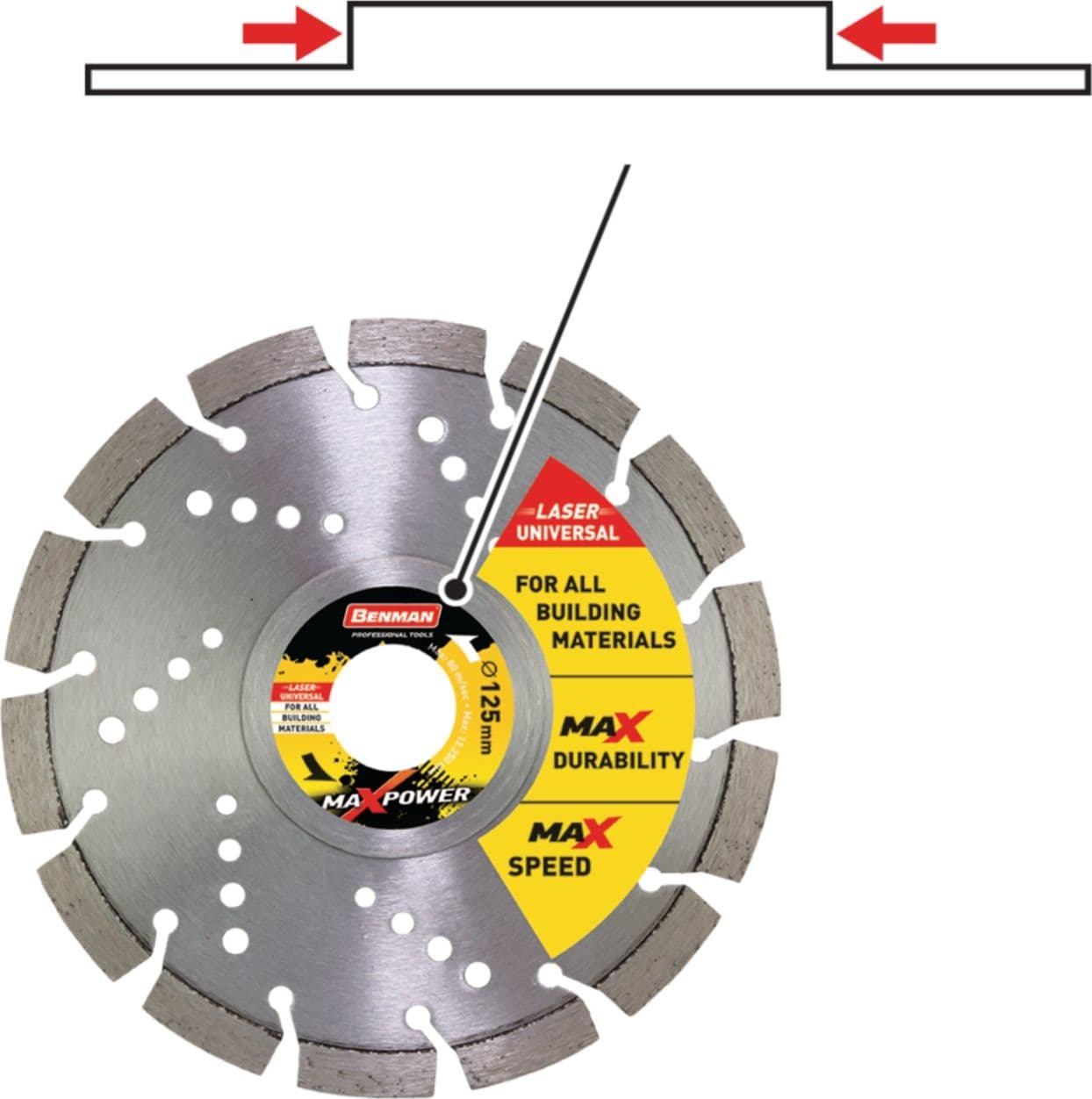 Benman Maxpower laser universal 230mm disco diamantato per calcestruzzo armato, rocce dure, materiali da costruzione in Dischi diamantati Aloiserw.com - Altomonte, commercioVirtuoso.it