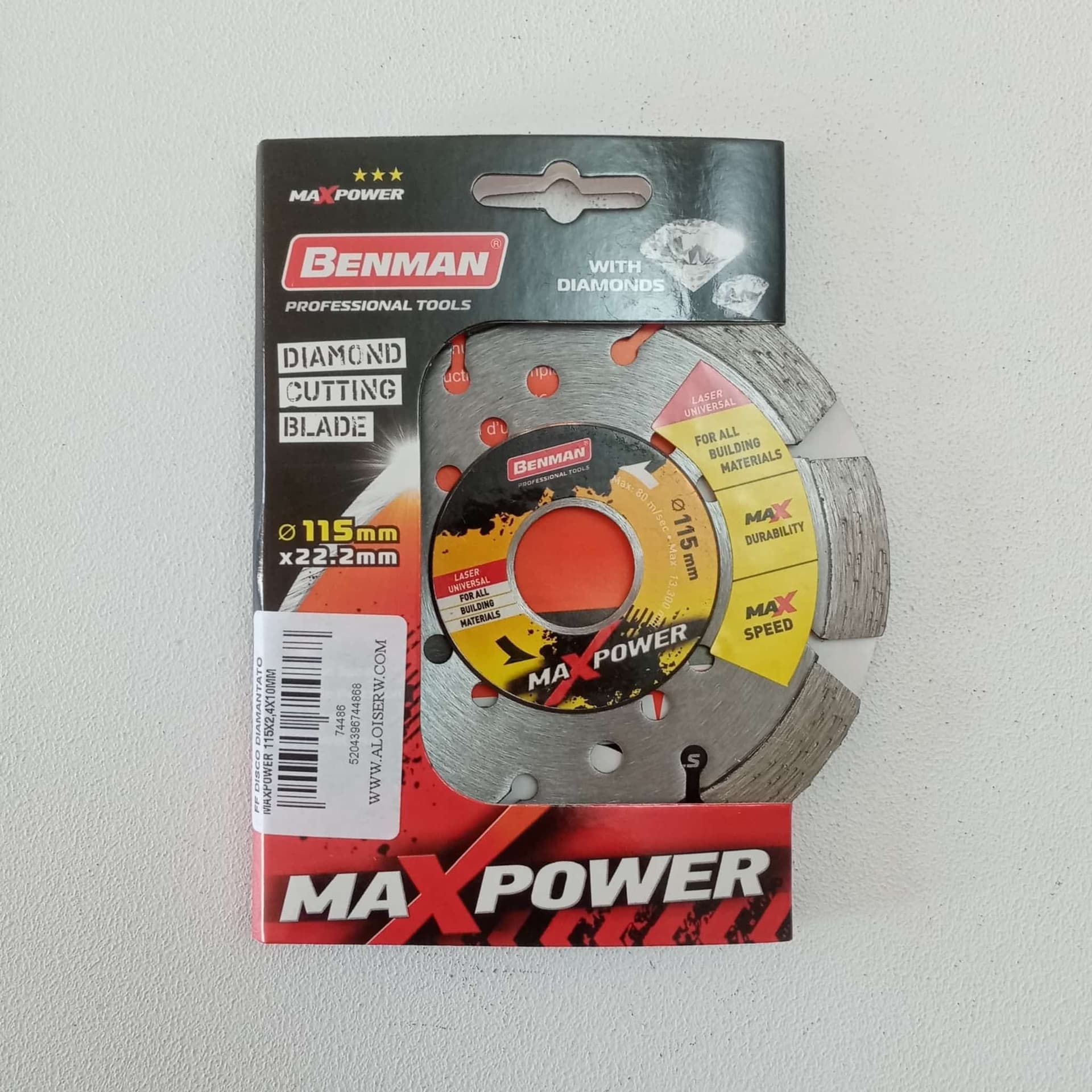 Benman Maxpower laser universal 115mm disco diamantato per calcestruzzo armato, rocce dure, materiali da costruzione in Dischi diamantati Aloiserw.com - Altomonte, commercioVirtuoso.it