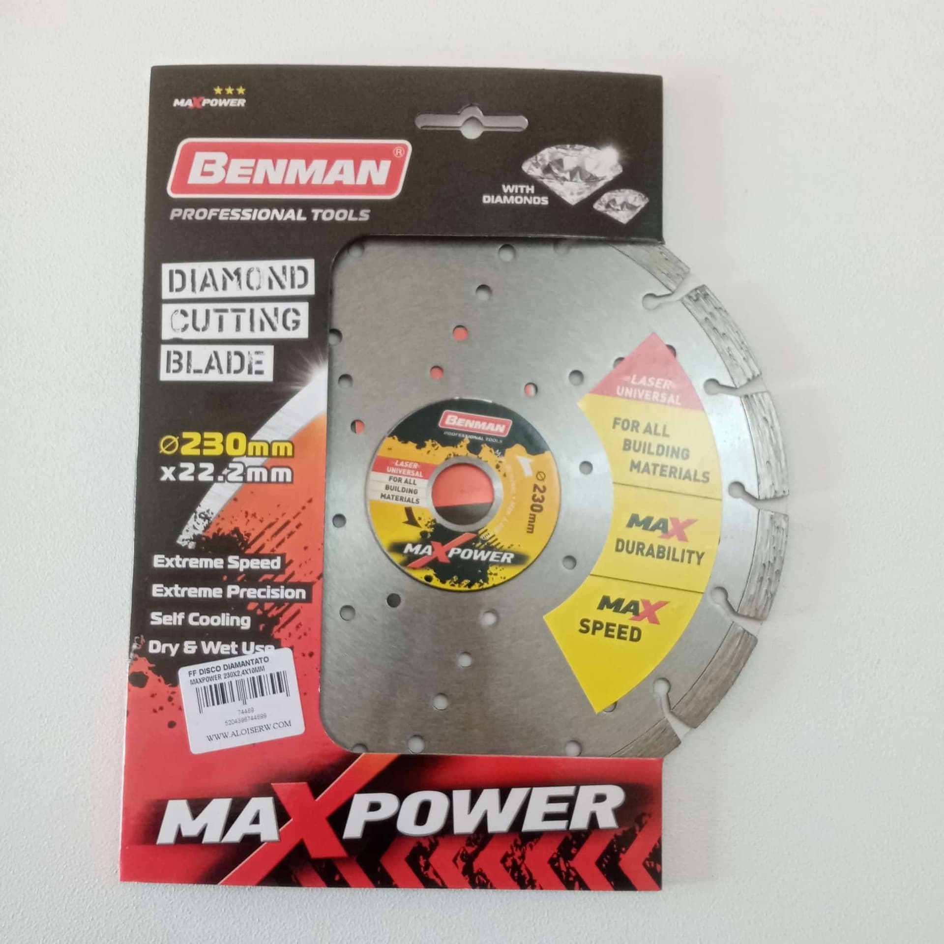 Benman Maxpower laser universal 230mm disco diamantato per calcestruzzo armato, rocce dure, materiali da costruzione in Dischi diamantati Aloiserw.com - Altomonte, commercioVirtuoso.it