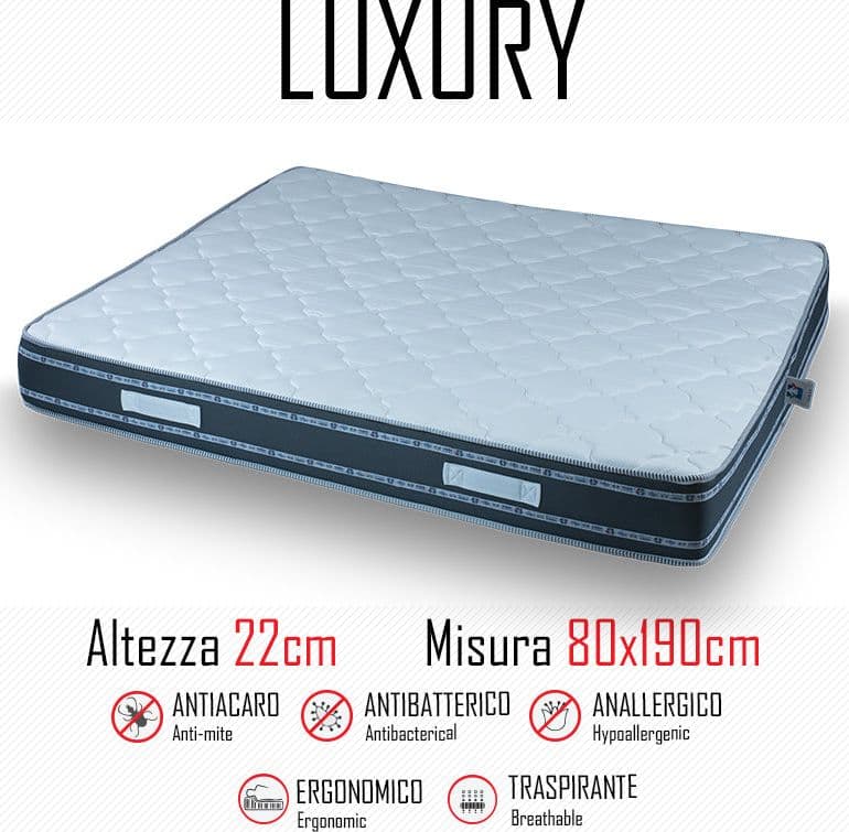 Materasso Luxury 80x190 in poliuretano alto 22cm