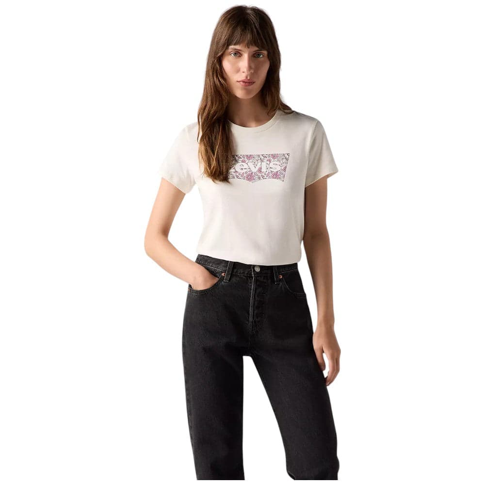 Levi's t-shirt panna logo grande floreale 173692939