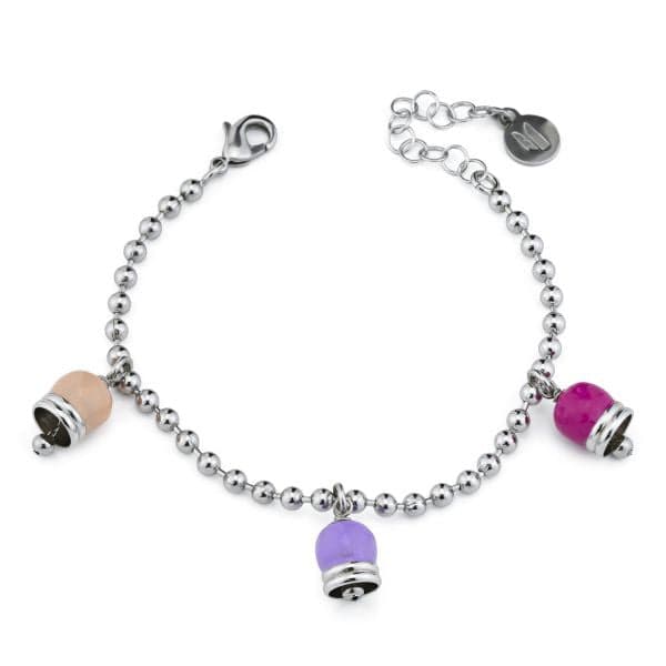 Boccadamo -  Bracciale con tre campanelle gialla, fucsia e rosa