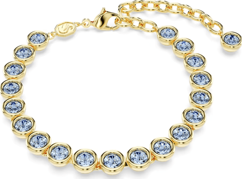 Swarovski - Bracciale Imber Tennis Taglio tondo, Blu, Placcato color oro