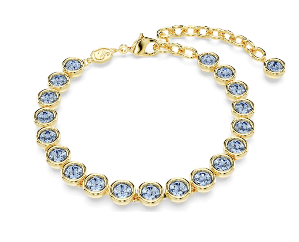 Swarovski - Bracciale Imber Tennis Taglio tondo, Blu, Placcato color oro
