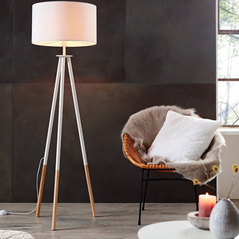 Piantana Contemporanea Bidford 1 Luce Legno Marrone E Bianco in Lampade da terra LuceArt - Montecorvino Pugliano, commercioVirtuoso.it