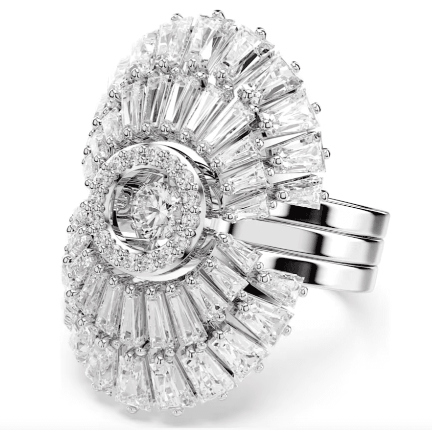 Swarovski - Anello Idyllia Set (3), Taglio misto, Conchiglia, Bianco, Placcato rodio