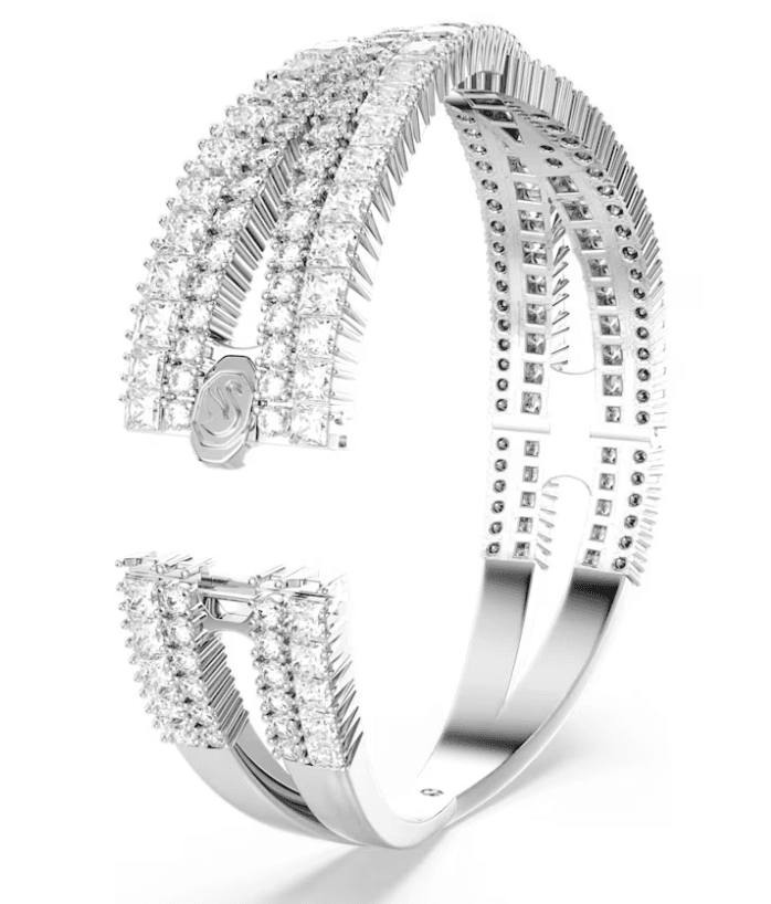 Swarovski - Bracciale rigido Hyperbola Taglio misto, Infinito, Bianco, Placcato rodio in Bracciali Alba Gioielli - Casoria, commercioVirtuoso.it