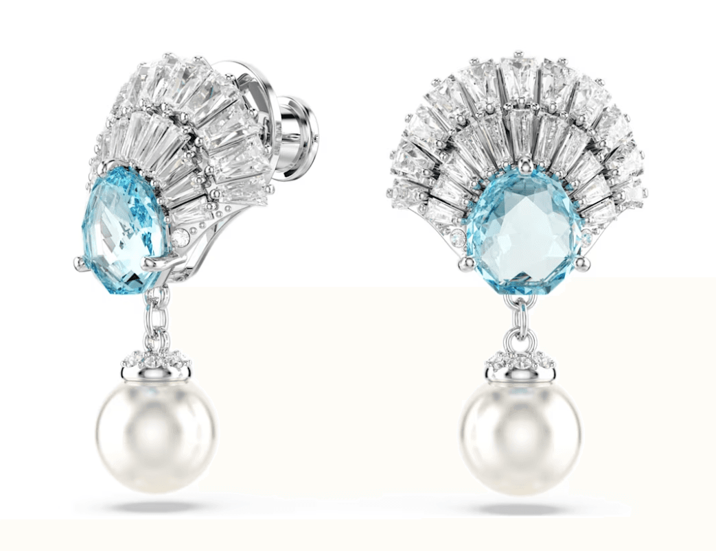 Swarovski - Orecchini pendenti Idyllia Conchiglia, Blu, Placcato rodio