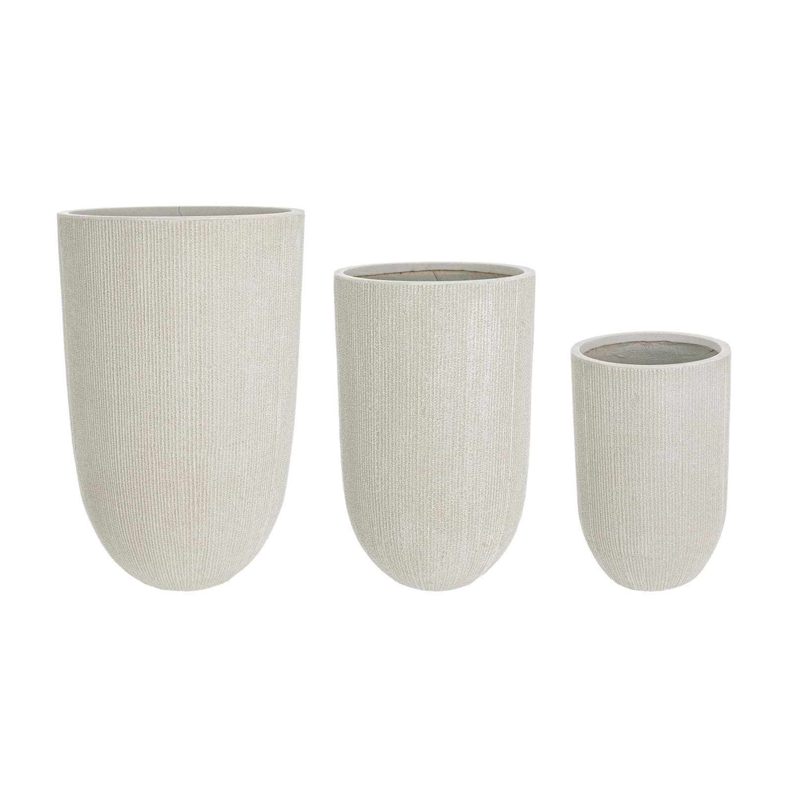 Set 3 vasi vaso brush ciotola bianco ciotole fibra di vetro piante fiori giardino - 2