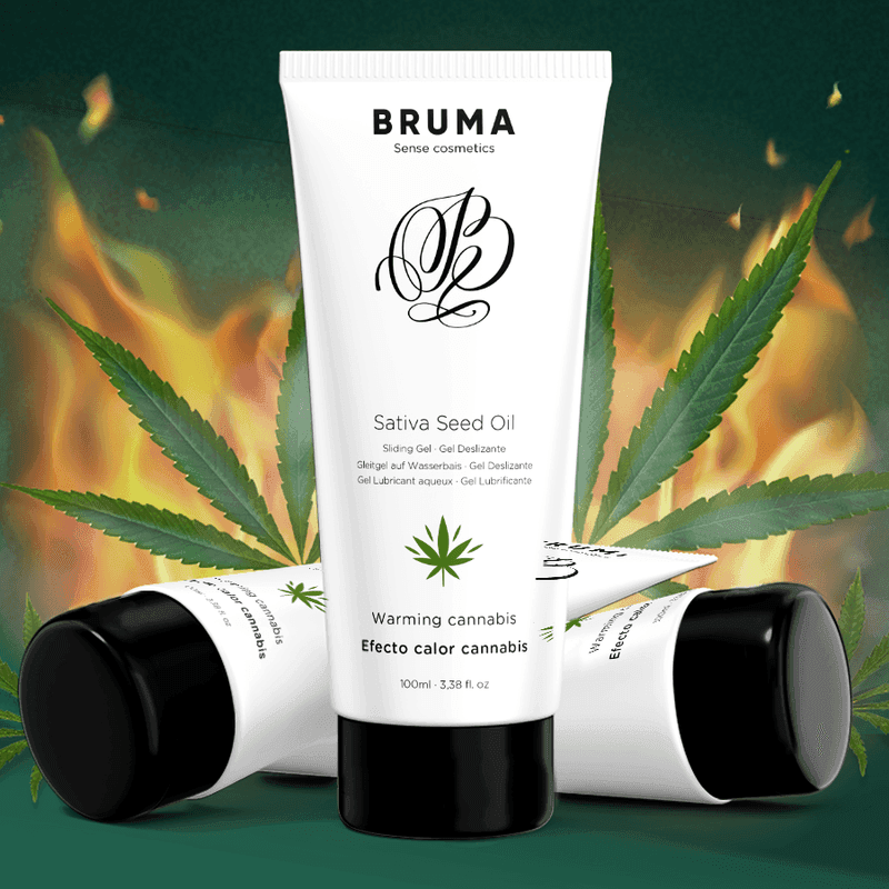 BRUMA - GEL SCORREVOLE ALL''OLIO DI SEMI DI SATIVA SCALDANTE GUSTO CANNABIS 100 ML in prodotto Desideria Shop - Latina, commercioVirtuoso.it