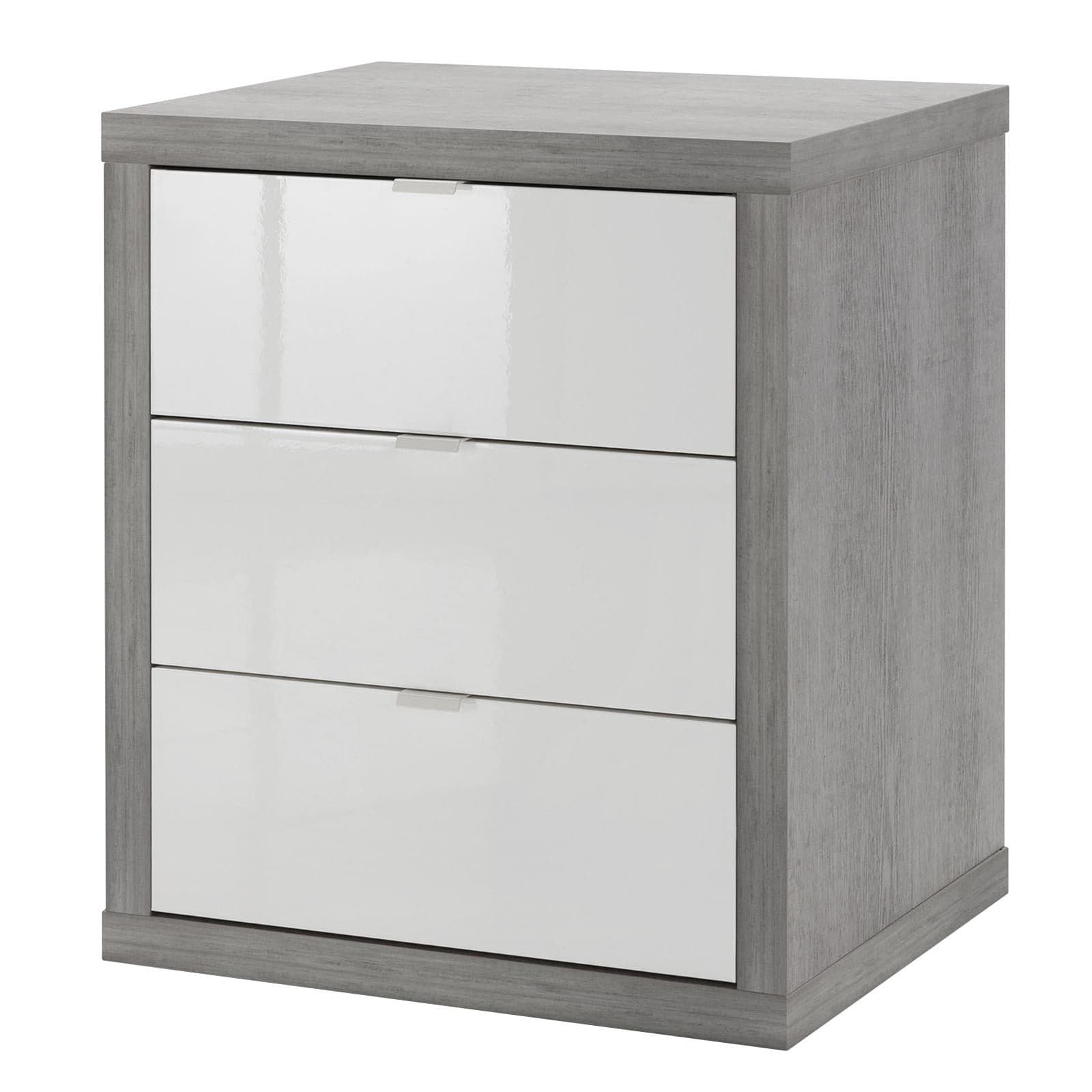 Cassettiera da ufficio per scrivania bianco laccato e cemento con ruote a scomparsa in Cassetti Decor Space - Altamura, commercioVirtuoso.it