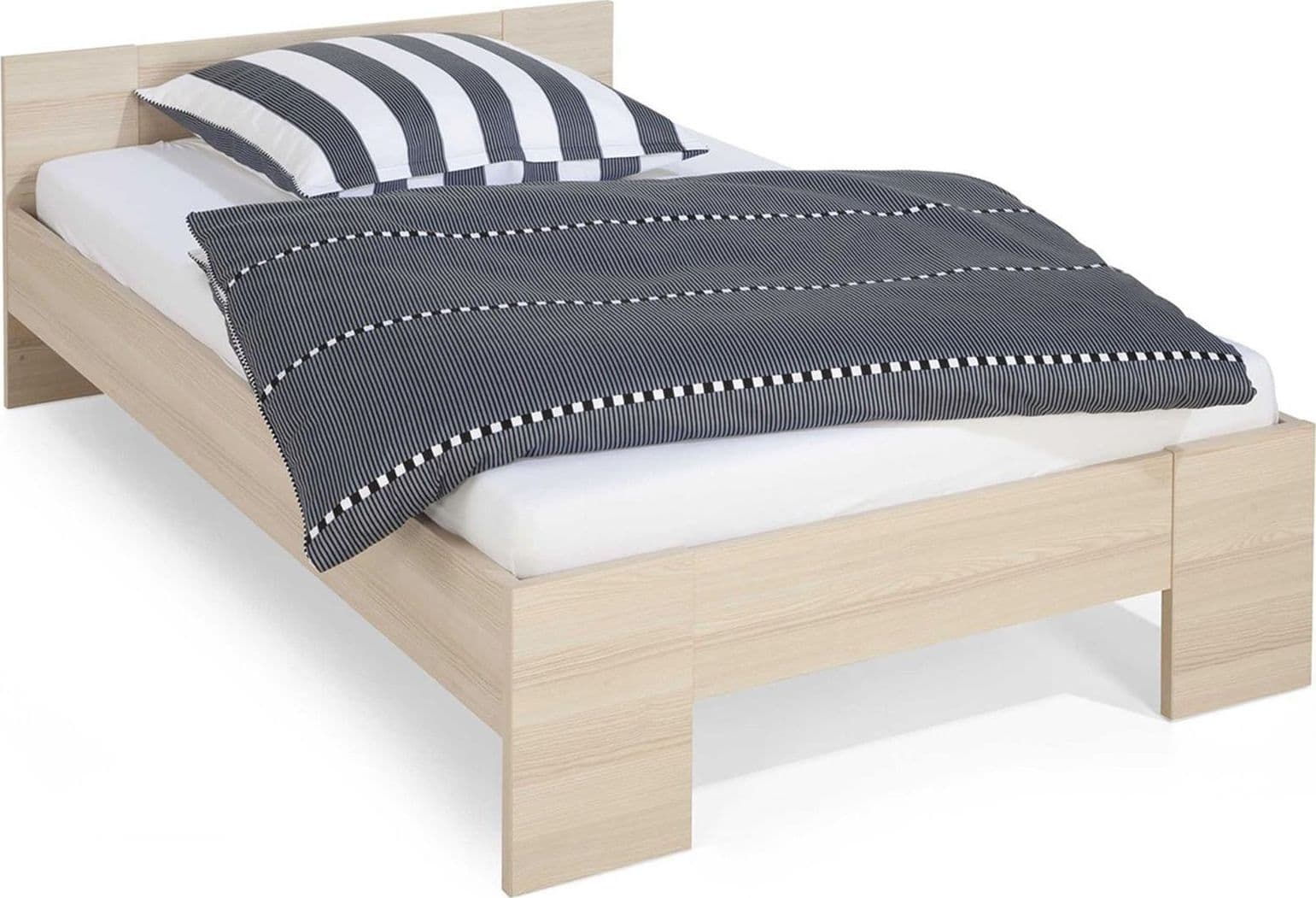 Letto 1 piazza e mezza struttura in legno con spalliera, rivestimento moderno "Made in Italy" - 3