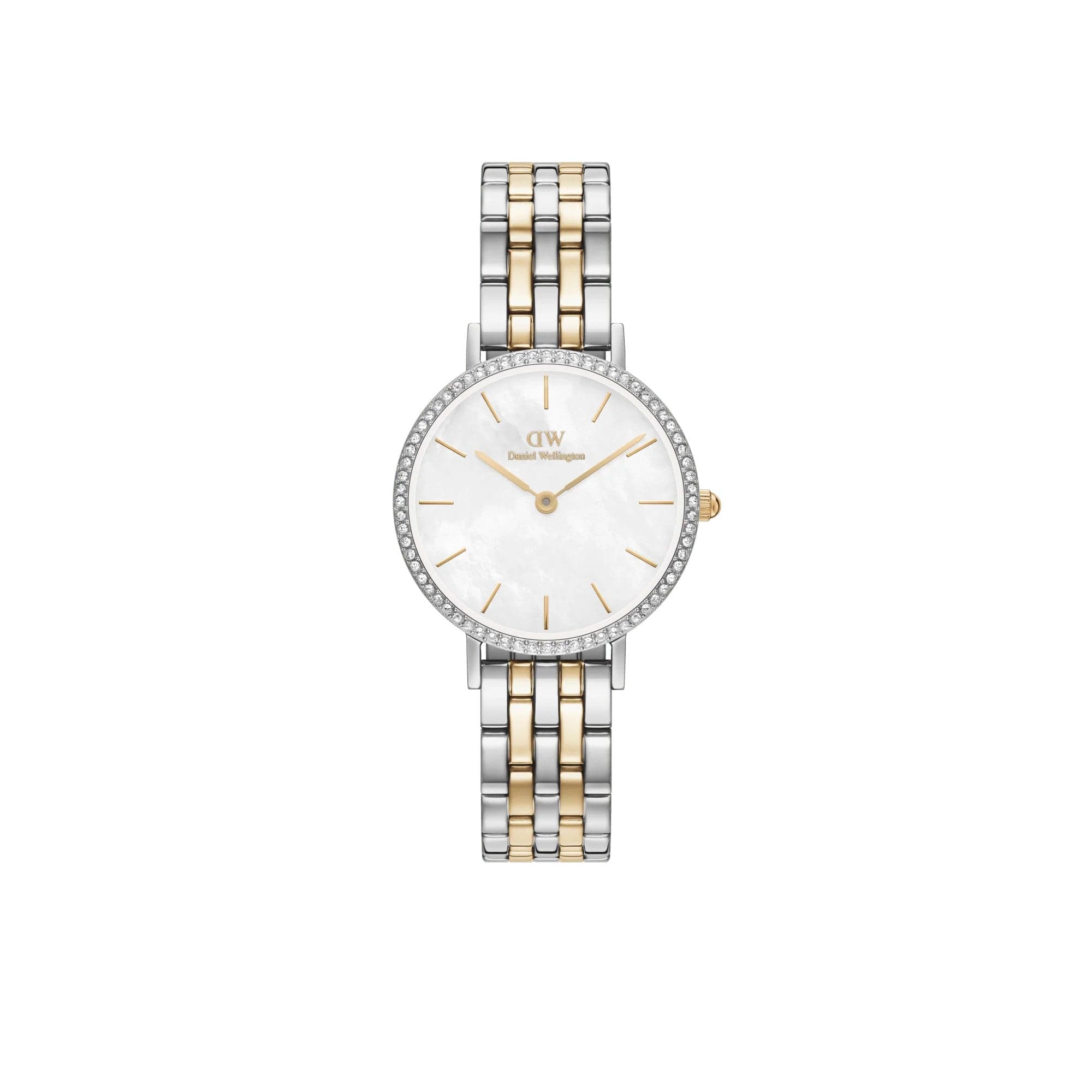 DANIEL WELLINGTON - OROLOGIO PETITE LUMINE BEZEL 5-LINK TWO-TONE MOP