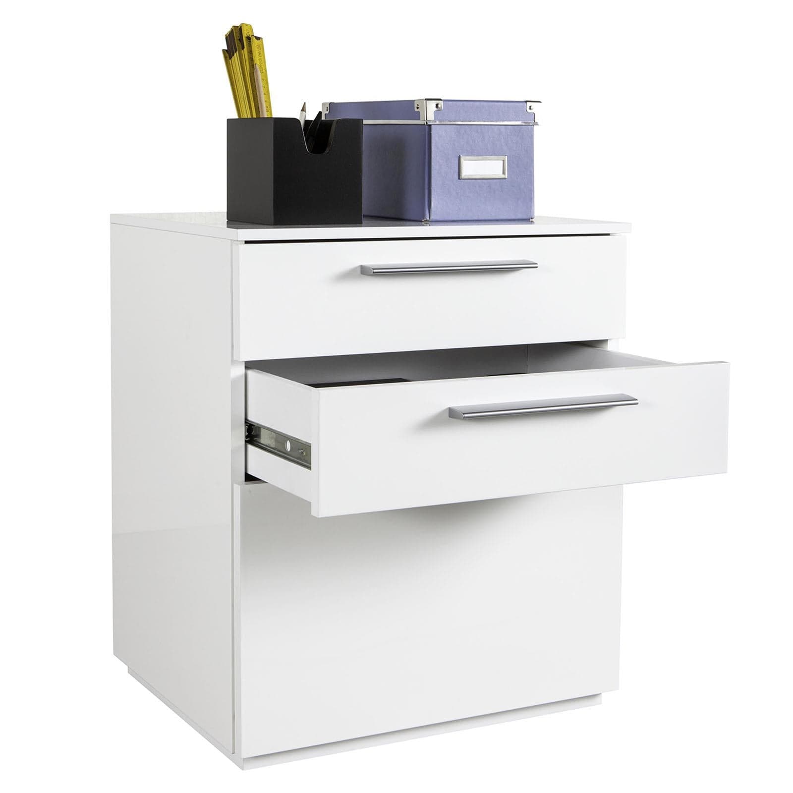 Cassettiera da ufficio 3 cassetti per scrivania bianco laccato con ruote h 60 cm in Cassetti Decor Space - Altamura, commercioVirtuoso.it