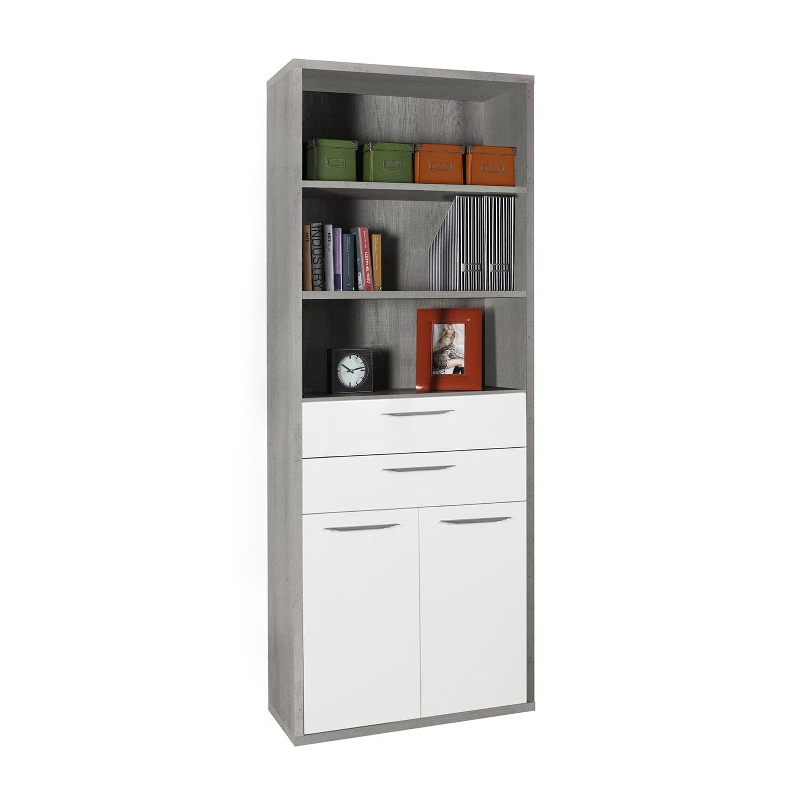 Libreria larga con 2 ante e 2 cassetti in legno da ufficio e cameretta arredamento "Made in Italy" - 13