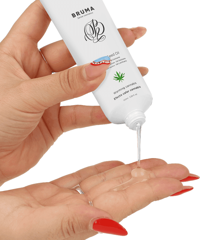 BRUMA - GEL SCORREVOLE ALL''OLIO DI SEMI DI SATIVA SCALDANTE GUSTO CANNABIS 100 ML in prodotto Desideria Shop - Latina, commercioVirtuoso.it