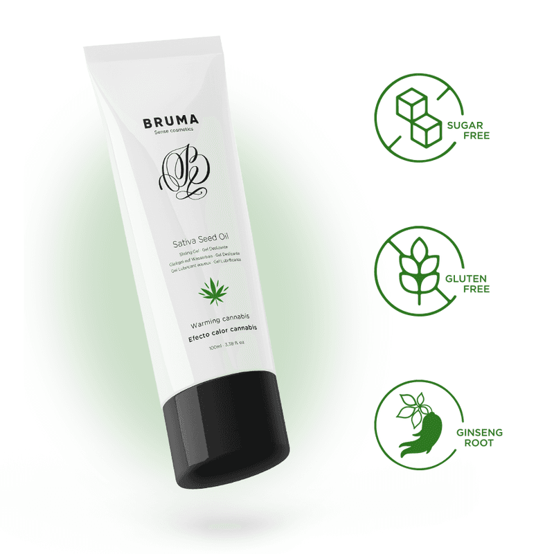 BRUMA - GEL SCORREVOLE ALL''OLIO DI SEMI DI SATIVA SCALDANTE GUSTO CANNABIS 100 ML in prodotto Desideria Shop - Latina, commercioVirtuoso.it