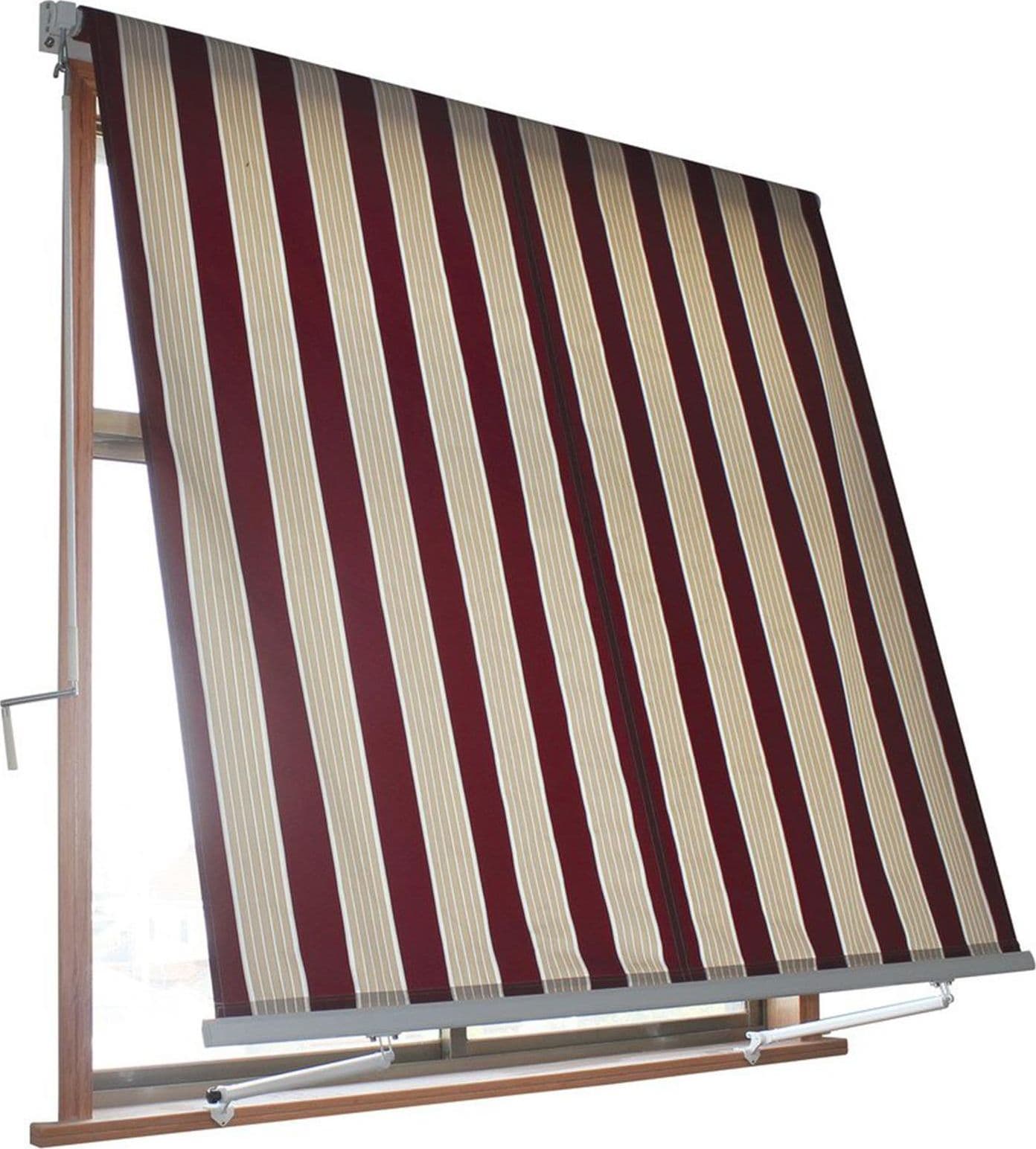 Tenda da sole a caduta "Milos" per balcone e veranda con braccetti telo impermeabile – Beige e Bordeaux – Biacchi Ettore –