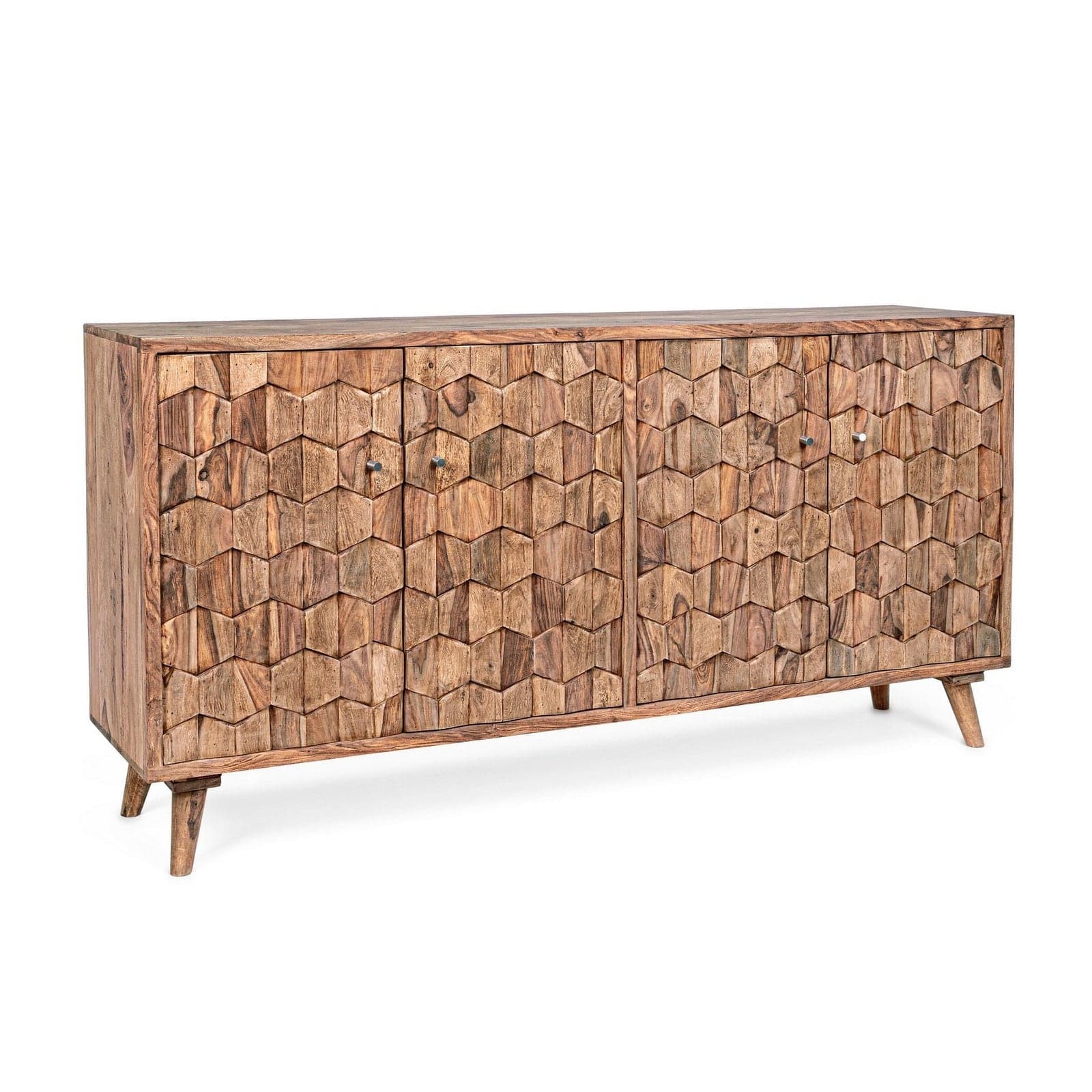 Credenza "Kant" con struttura e gambe in legno Sheesham, mobile in stile vintage - 21