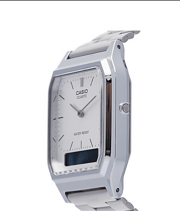 Orologio Casio unisex per uomo e per donna, AQ-230A-7D, quadrante bianco doppio orario analogico e digitale in Orologi da polso Loweconomy - Marineo, commercioVirtuoso.it