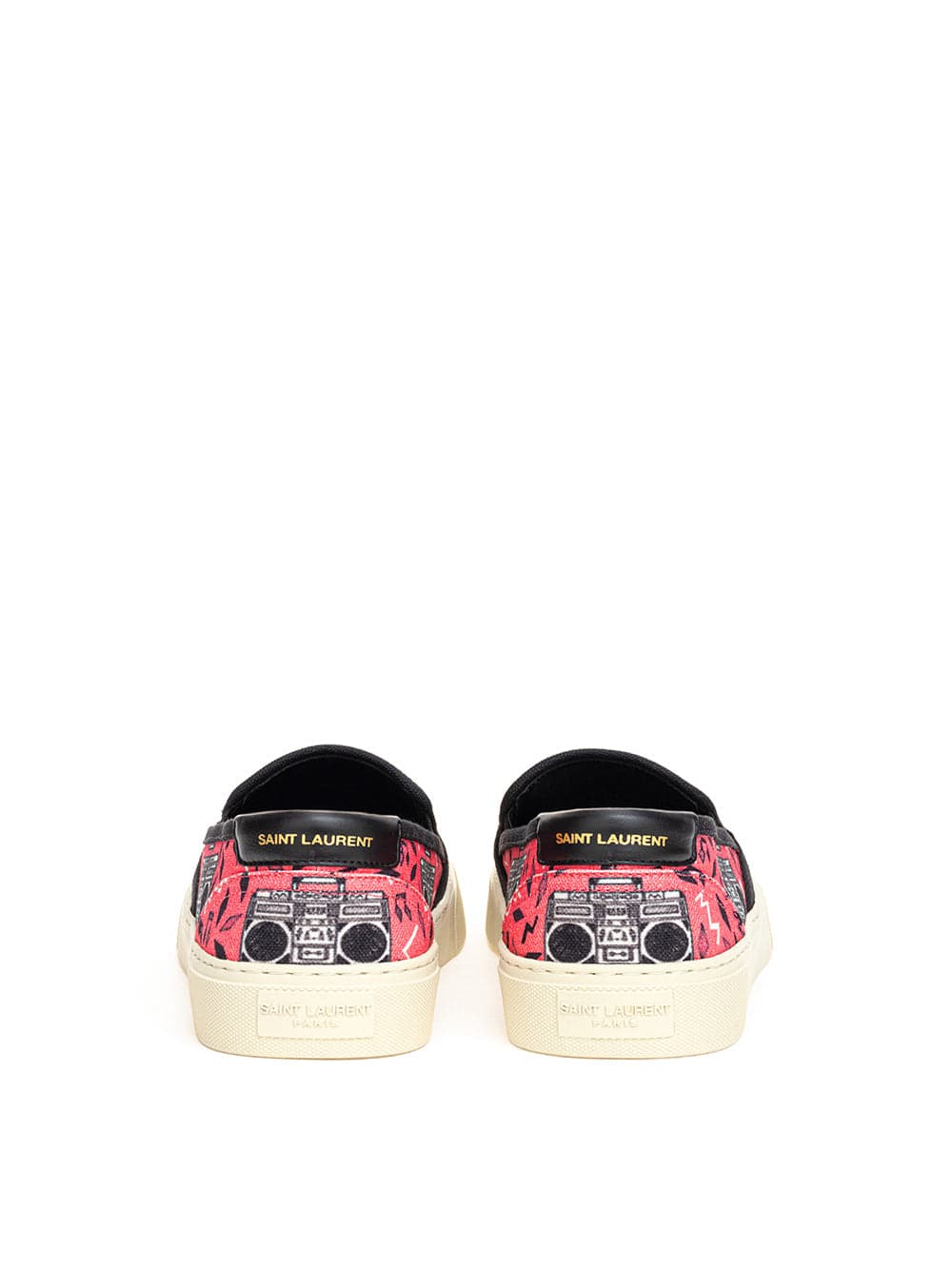 Saint Laurent Slip on in Canvas Rosa con Stampa Radio da donna in Scarpe col tacco Drestige - Casamassima, commercioVirtuoso.it