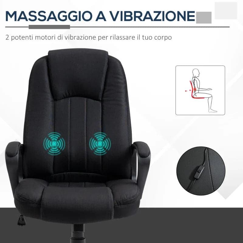 Poltrona da Ufficio Massaggiante ad Altezza Regolabile, 60x74x106-116cm, Nera UJ3921-593BKUJ3 in Sedie da scrivania Fantasia Mobili - Afragola, commercioVirtuoso.it