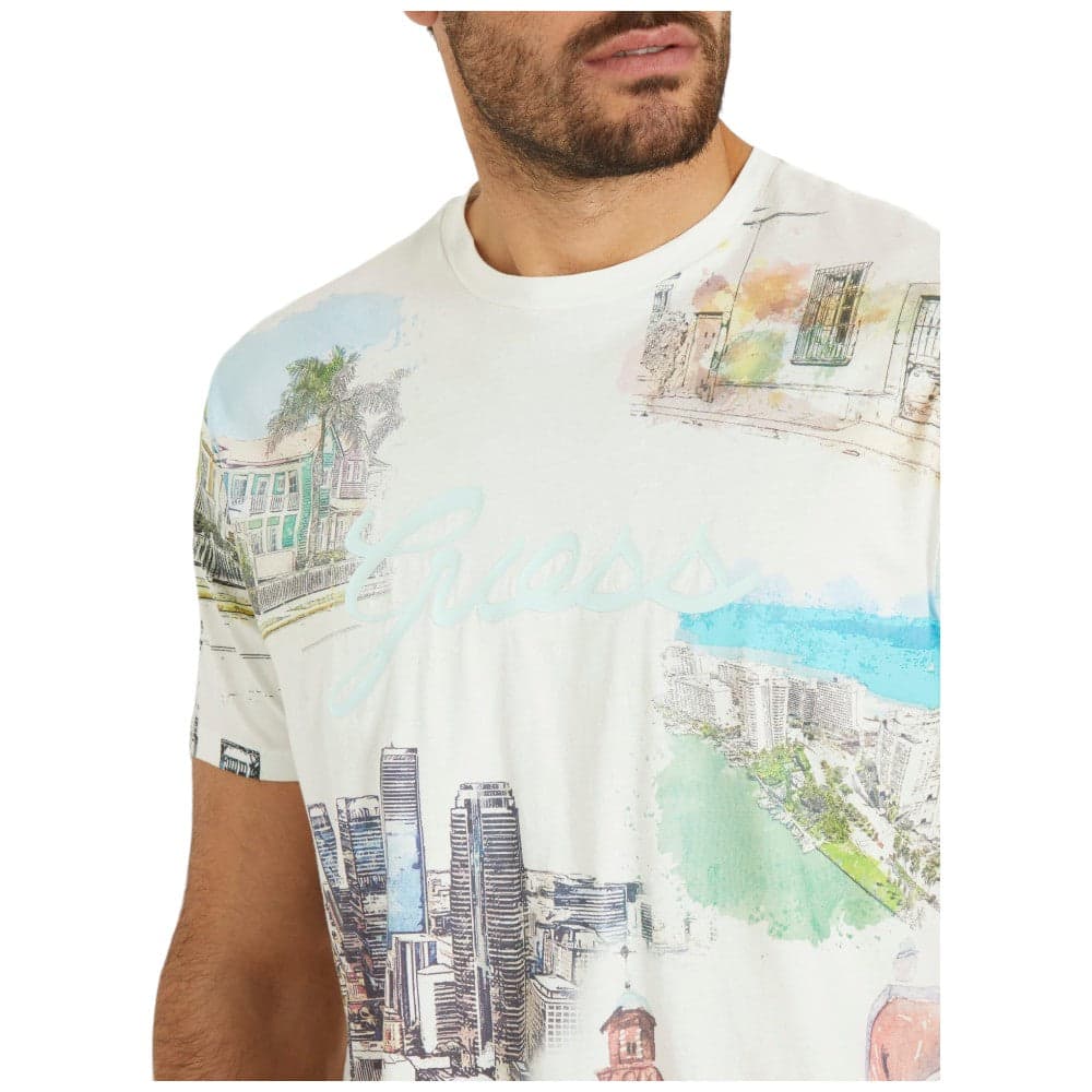 Guess t-shirt bianca con stampa Riviera M4GI54 K9RM1 T-shirt Guess