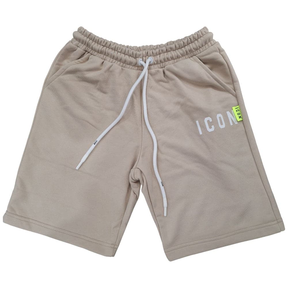 ICON bermuda in felpa beige logo piccolo ICUS2S5B002