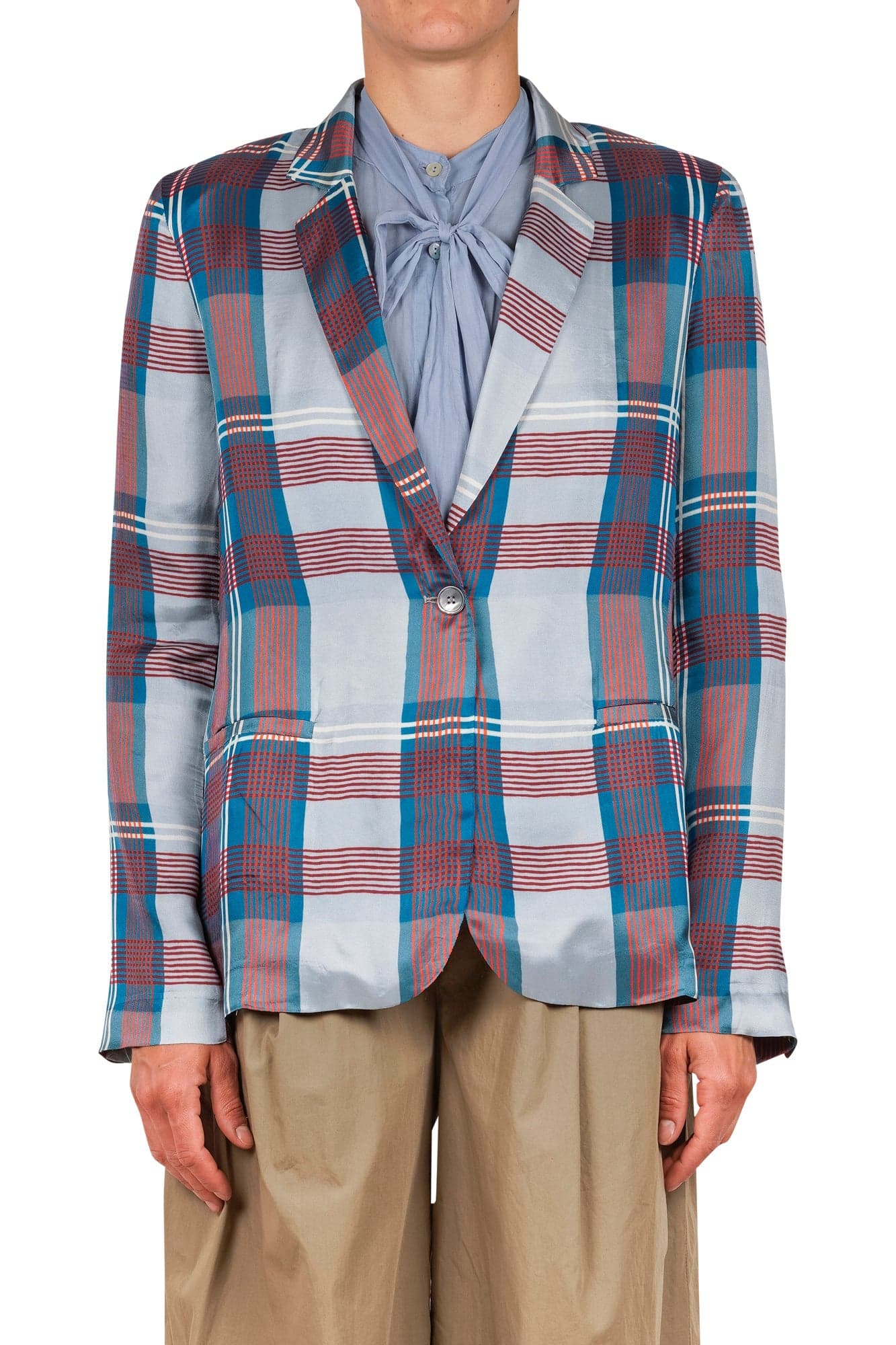JUCCA Jucca - Giacca - 451218 - Azzurro/Rosso da donna in Giacche da abito e blazer Drestige - Casamassima, commercioVirtuoso.it