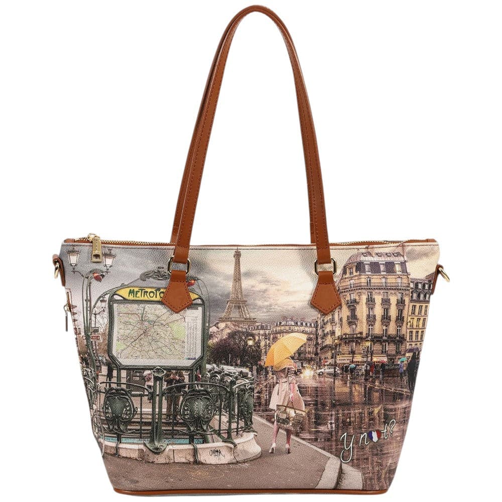 YNot borsa a spalla shopping stampa Metro Paris YES396F4