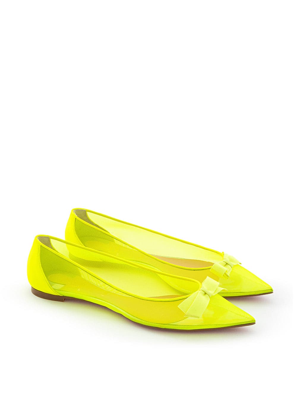 Christian Louboutin Ballerina a Punta in Mesh Giallo Fluo da donna in Ballerine Drestige - Casamassima, commercioVirtuoso.it