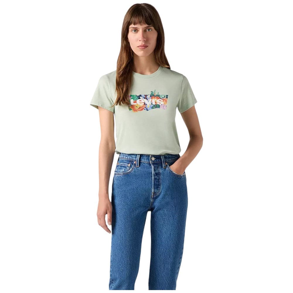 Levi's t-shirt verde logo grande floreale 173692935