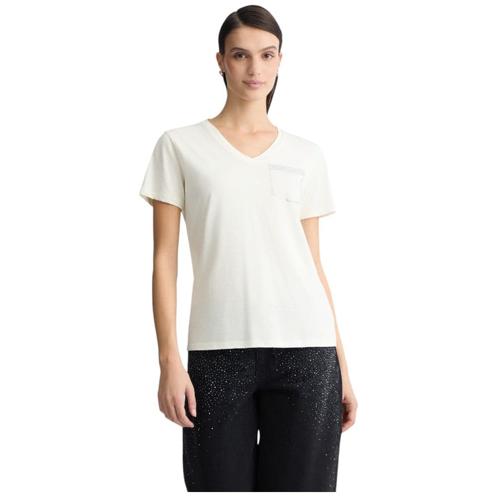 Liu Jo t-shirt panna con strass TA5172JS923 M9129