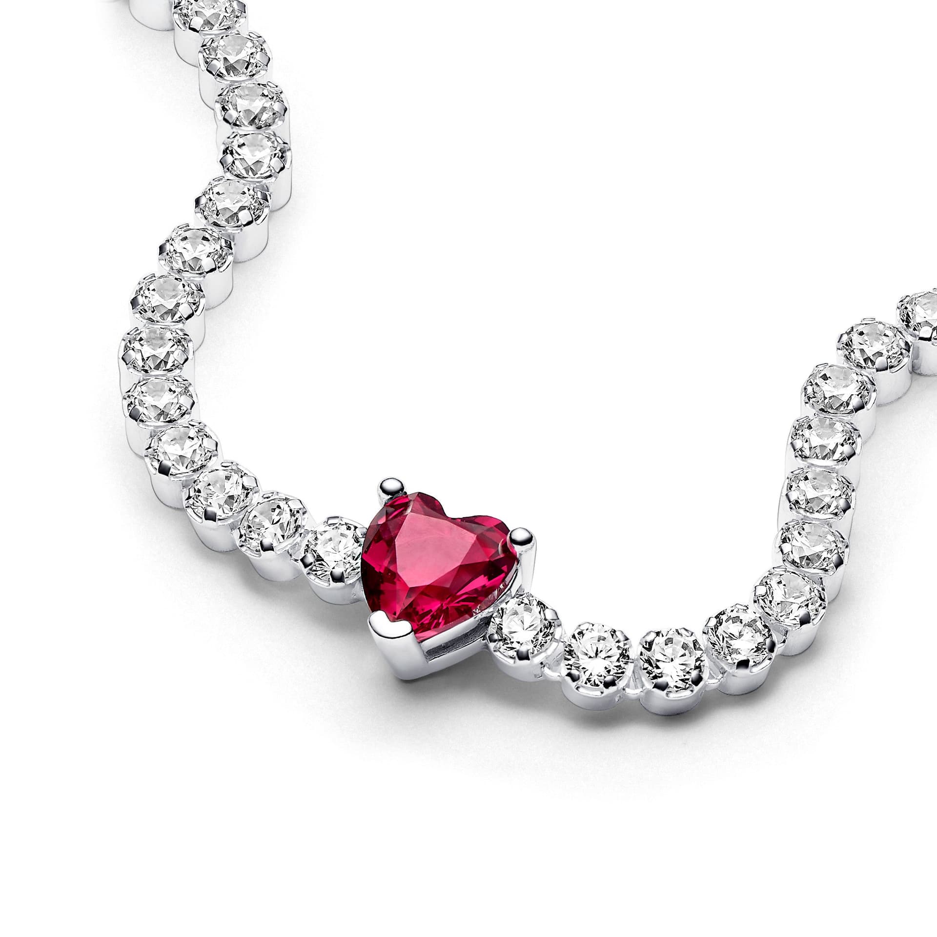 PANDORA  -  Bracciale Tennis con Cuore Rosso in Bracciali Alba Gioielli - Casoria, commercioVirtuoso.it