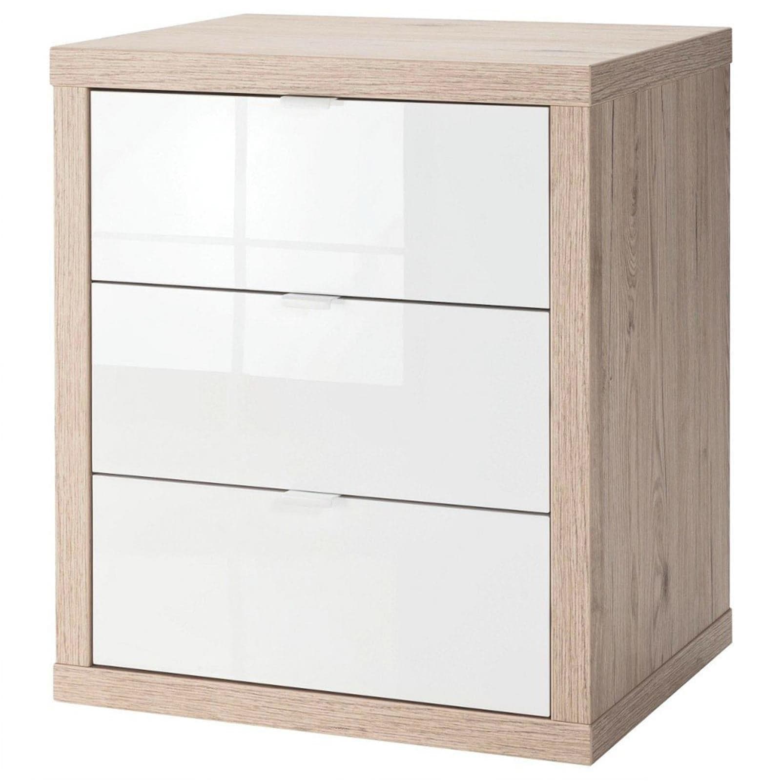 Cassettiera da ufficio per scrivania bianco laccato e rovere con ruote a scomparsa in Cassetti Decor Space - Altamura, commercioVirtuoso.it