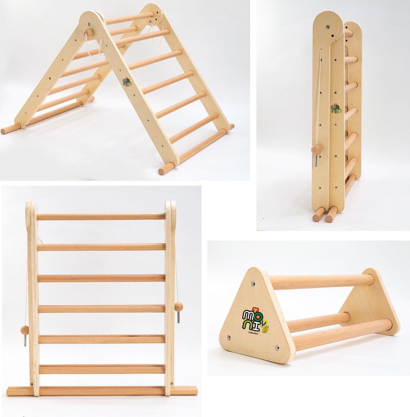 Cangaroo - Set da arrampicata in legno Moni Pickler Triangle 3 in 1PH13G026 in Scivoli e strutture di arrampicamento Centro Bimbo - Siderno, commercioVirtuoso.it