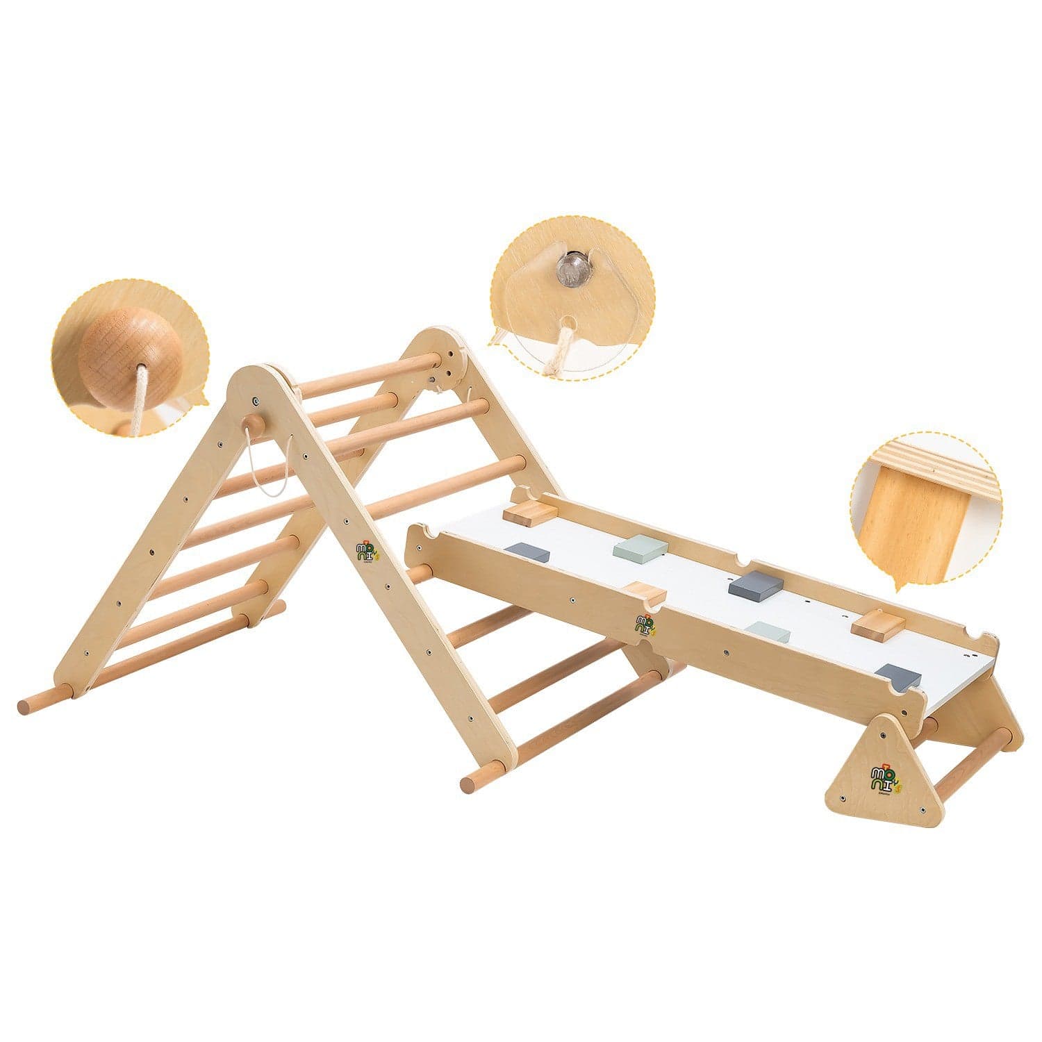 Cangaroo - Set da arrampicata in legno Moni Pickler Triangle 3 in 1PH13G026 in Scivoli e strutture di arrampicamento Centro Bimbo - Siderno, commercioVirtuoso.it
