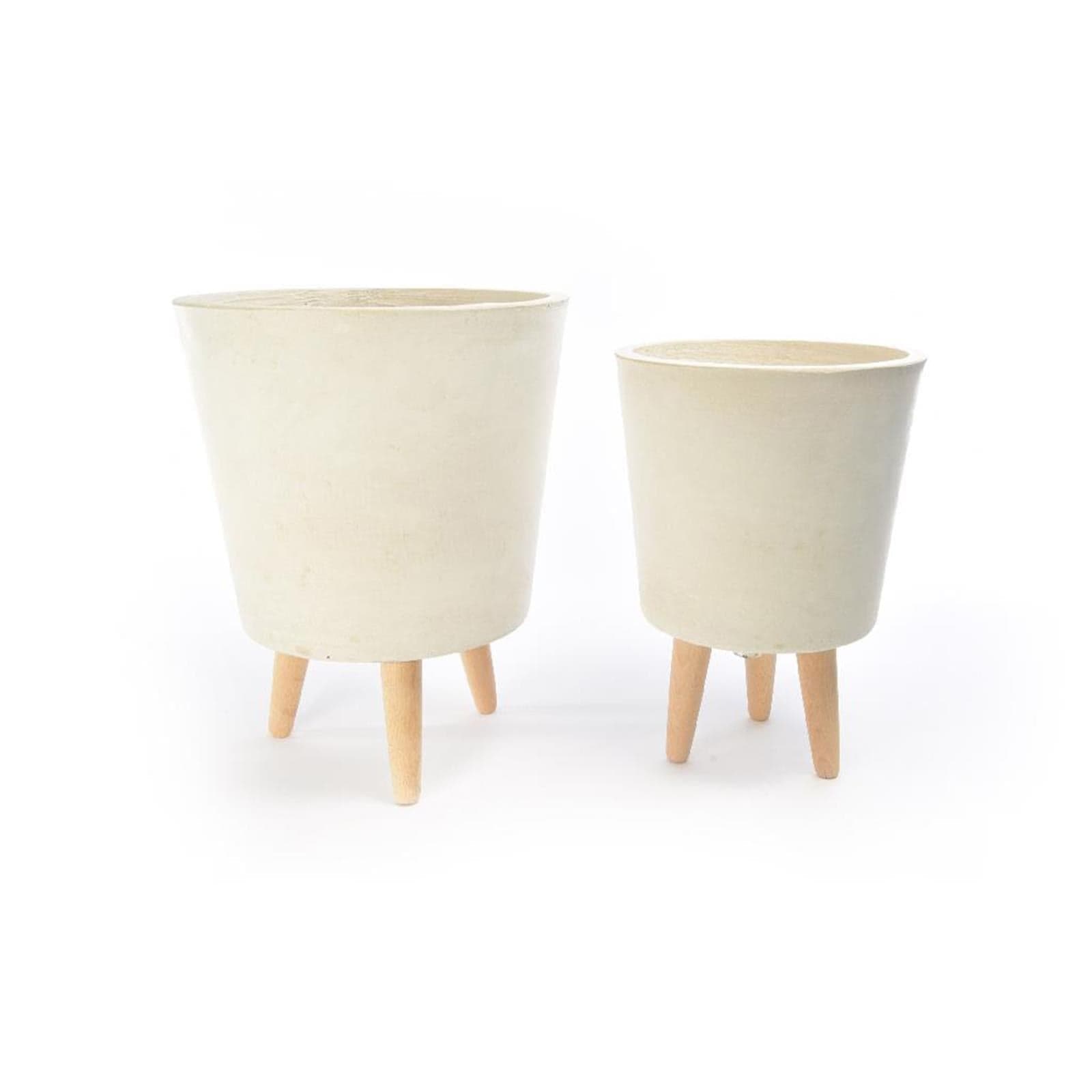Pz 2 vaso portavaso cachepot con gambe in legno da giardino esterno - 2