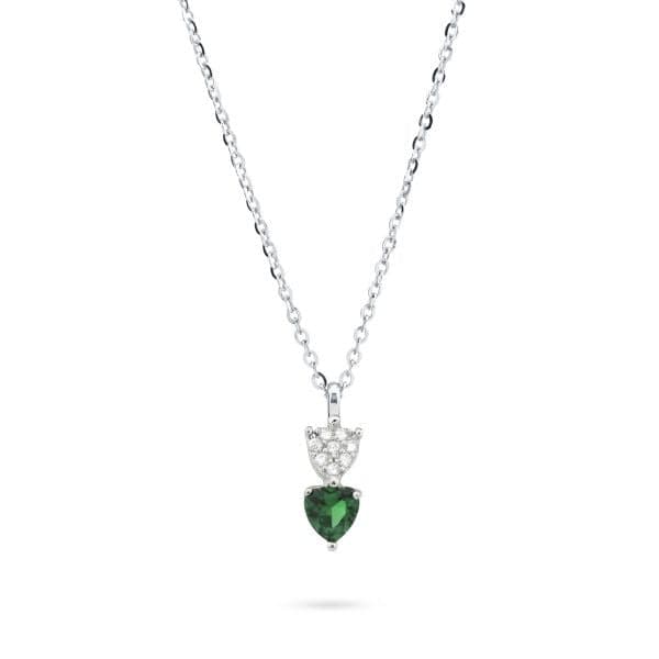 Boccadamo  -  Collana con cuori pendenti di zirconi bianchi e verdi in Collane Alba Gioielli - Casoria, commercioVirtuoso.it
