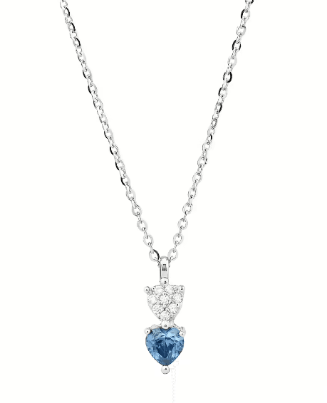 Boccadamo  -  COLLANA CON CUORI PENDENTI DI ZIRCONI BIANCHI E TANZANITE in Collane Alba Gioielli - Casoria, commercioVirtuoso.it