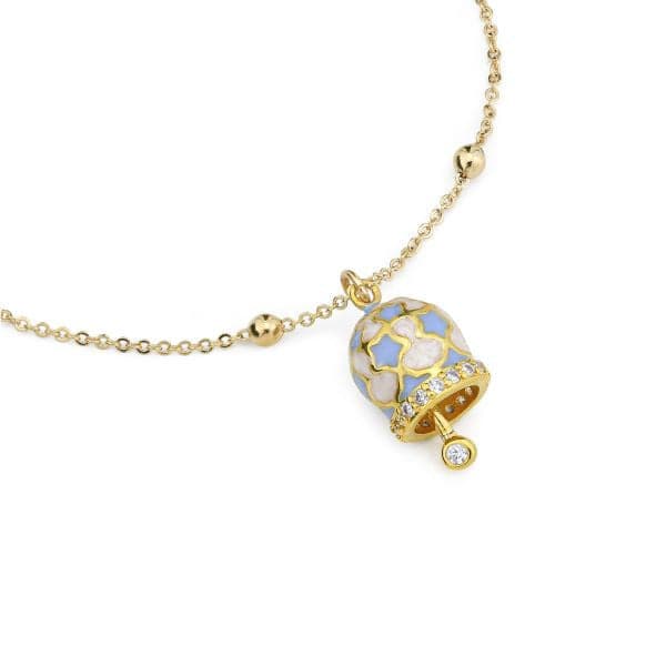 Boccadamo -  Bracciale placcata oro giallo con campanella portafortuna azzurra in Bracciali Alba Gioielli - Casoria, commercioVirtuoso.it