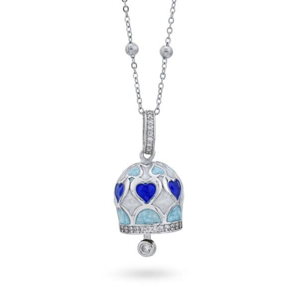 Boccadamo  -  Collana con campanella portafortuna azzurra e viola
