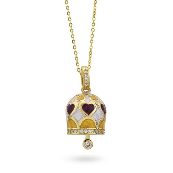Boccadamo - Collana placcata oro giallo con campanella portafortuna gialla e bordeaux in Collane Alba Gioielli - Casoria, commercioVirtuoso.it