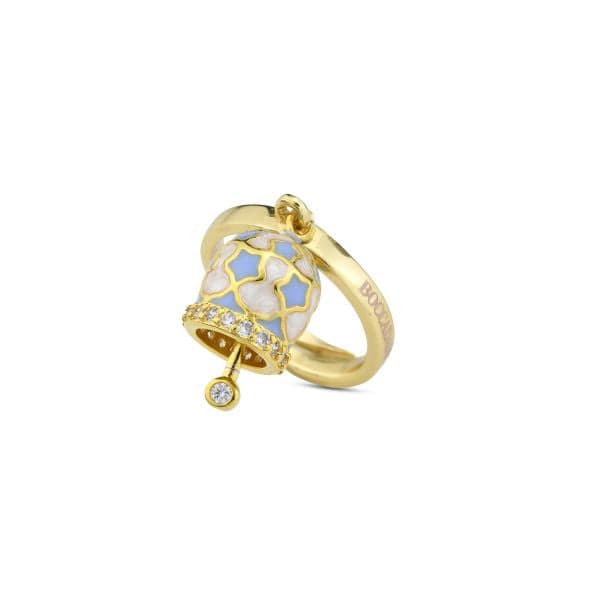 Boccadamo  -  Anello placcato oro giallo con campanella portafortuna azzurra in Anelli Alba Gioielli - Casoria, commercioVirtuoso.it