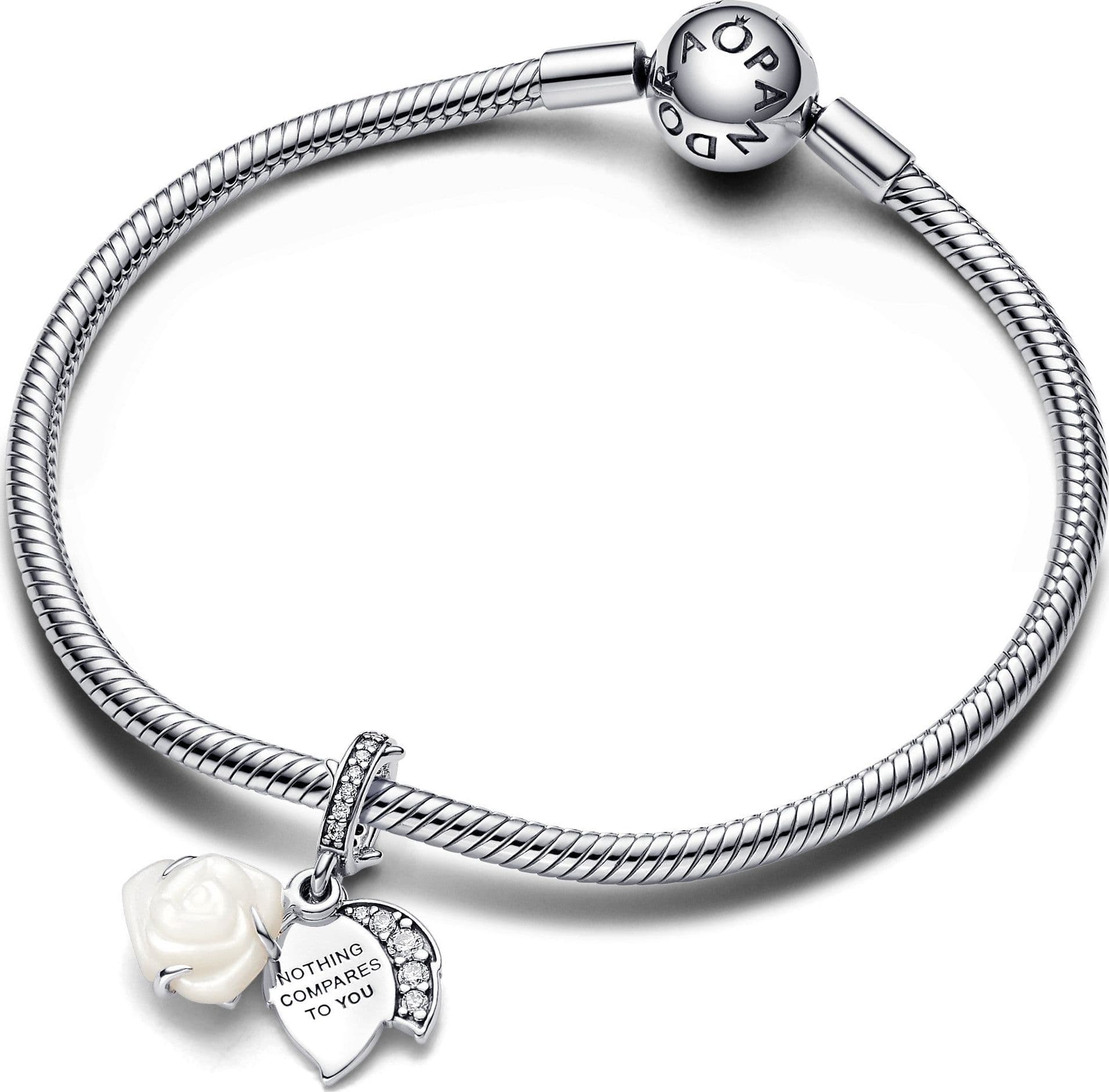 Pandora - Charm Pendente Rosa Bianca in Bead Charm Alba Gioielli - Casoria, commercioVirtuoso.it